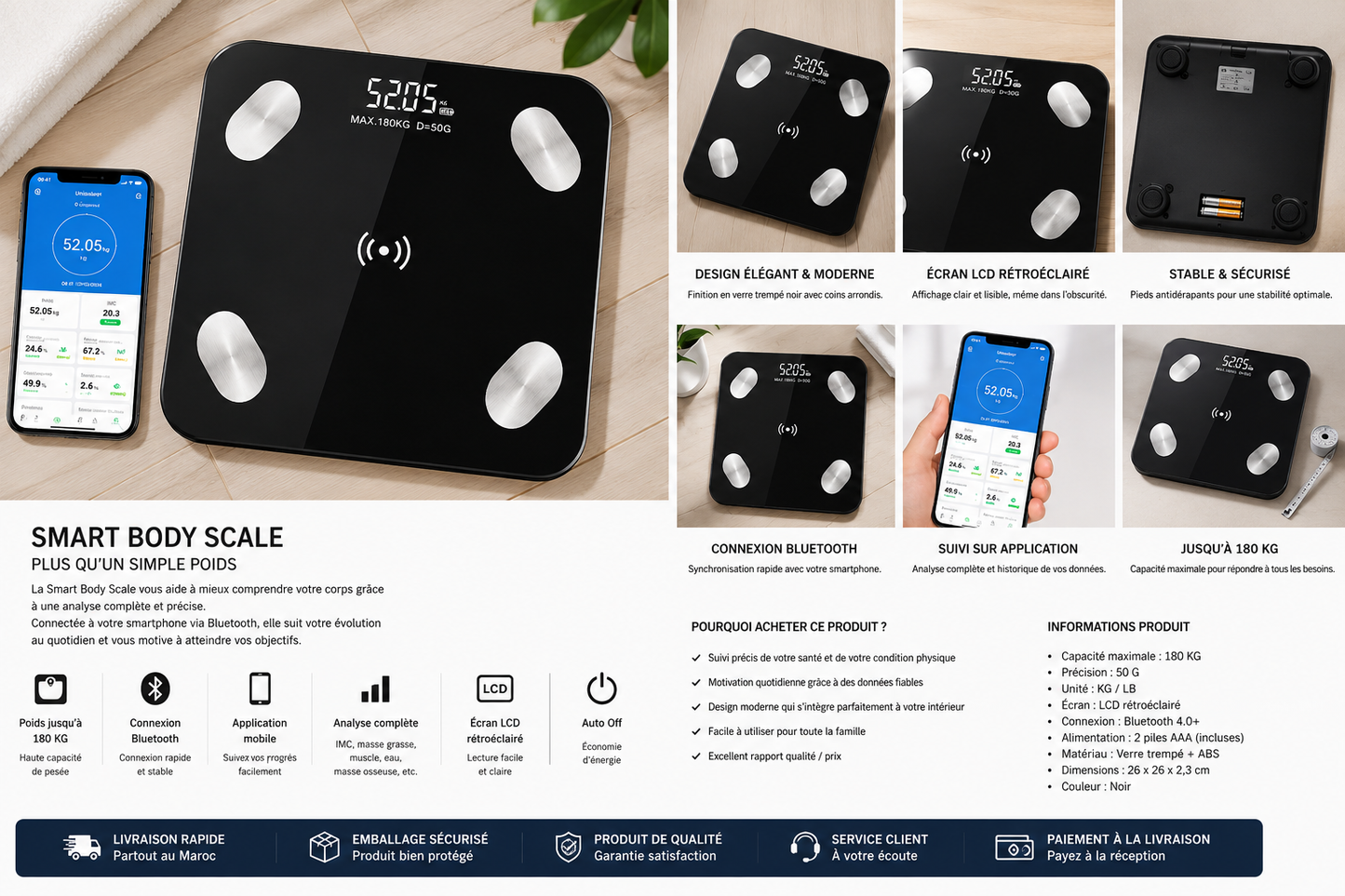 Balance Connectée Bluetooth – Smart Body Scale