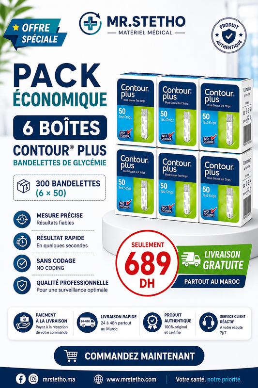 Pack Économique Contour® Plus – 6 Boîtes (300 Bandelettes)