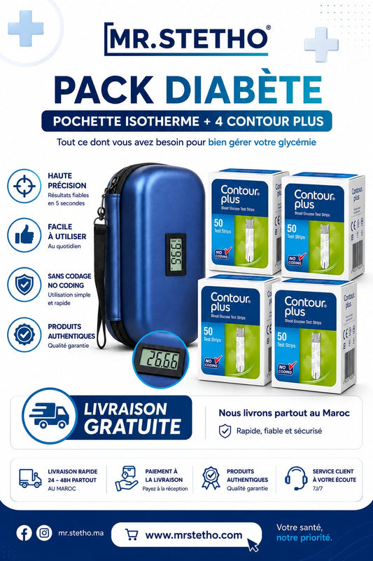Pack 4 Contour plus+Pochet Isotherme Médicale avec Écran Température