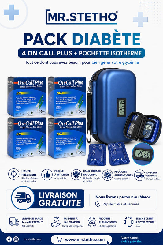 Pack Diabète On Call Plus – 4 Boîtes 50 bandelettes +Pochette Isotherme