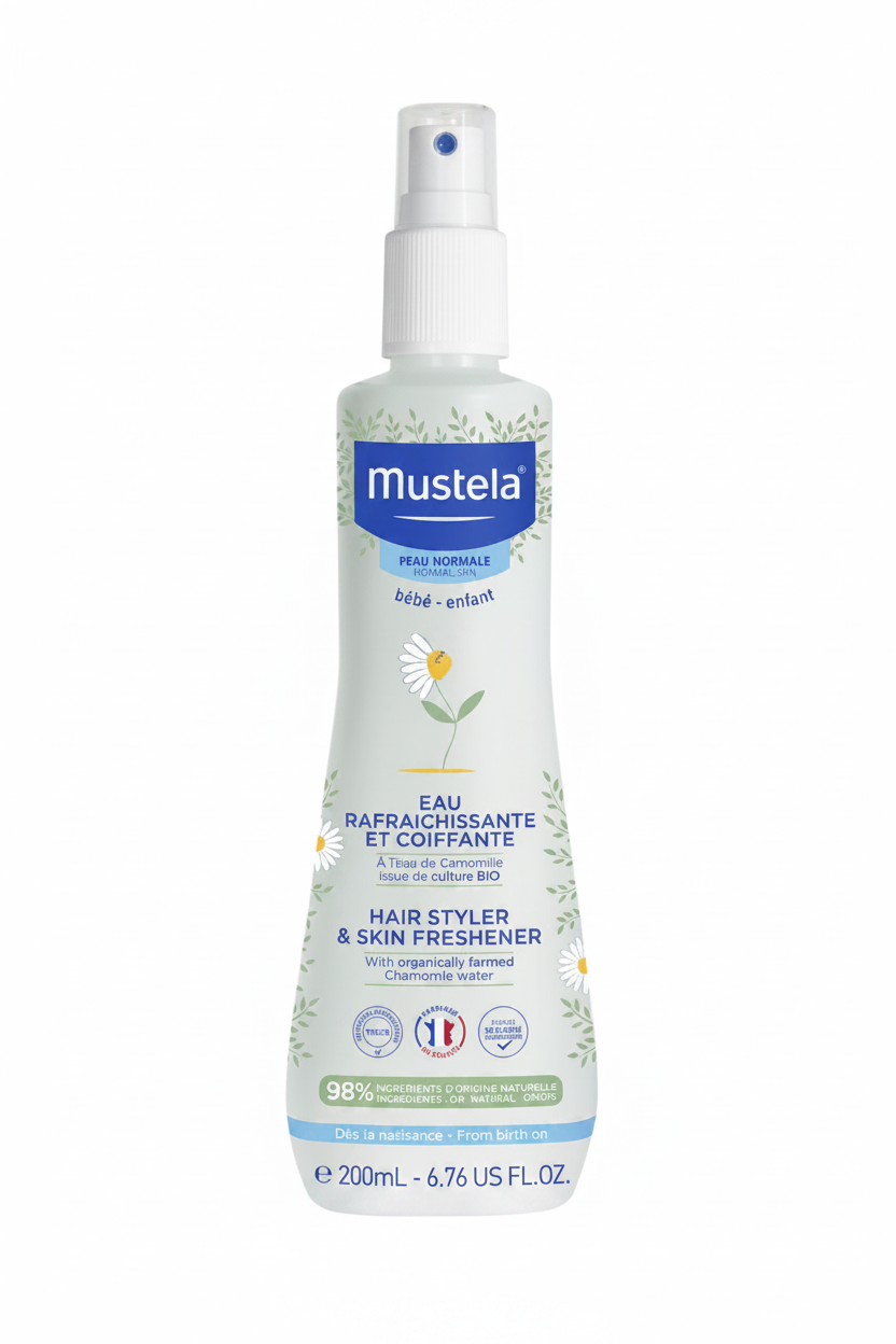 Mustela Eau Rafraichissante et Coiffante Bébé à l'eau de Camomille Bio 200ml